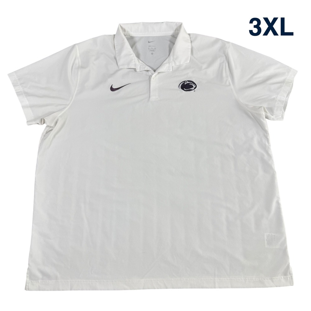 Nike Penn State Nittany Lions Polo Shirt White Mens 3XL Dri-FIT‎ Golf Football